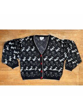 Vintage Scottish Terrier Dog Cardigan Sweater Oversize Medium/Large/XL 1980s  Ov